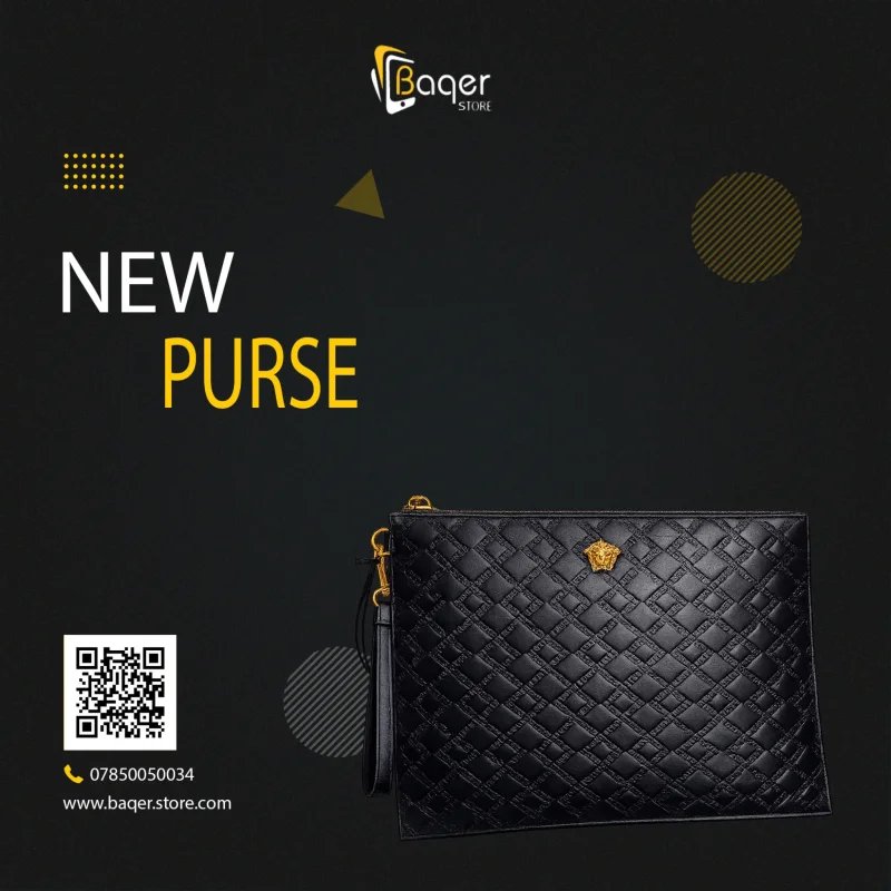 Versace La Medusa Quilted Leather Pouch – Black & Gold