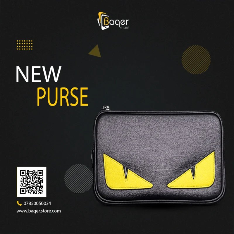 Noir Edge Milano – Monster Eyes Leather Zip Clutch – Black & Yellow Edition