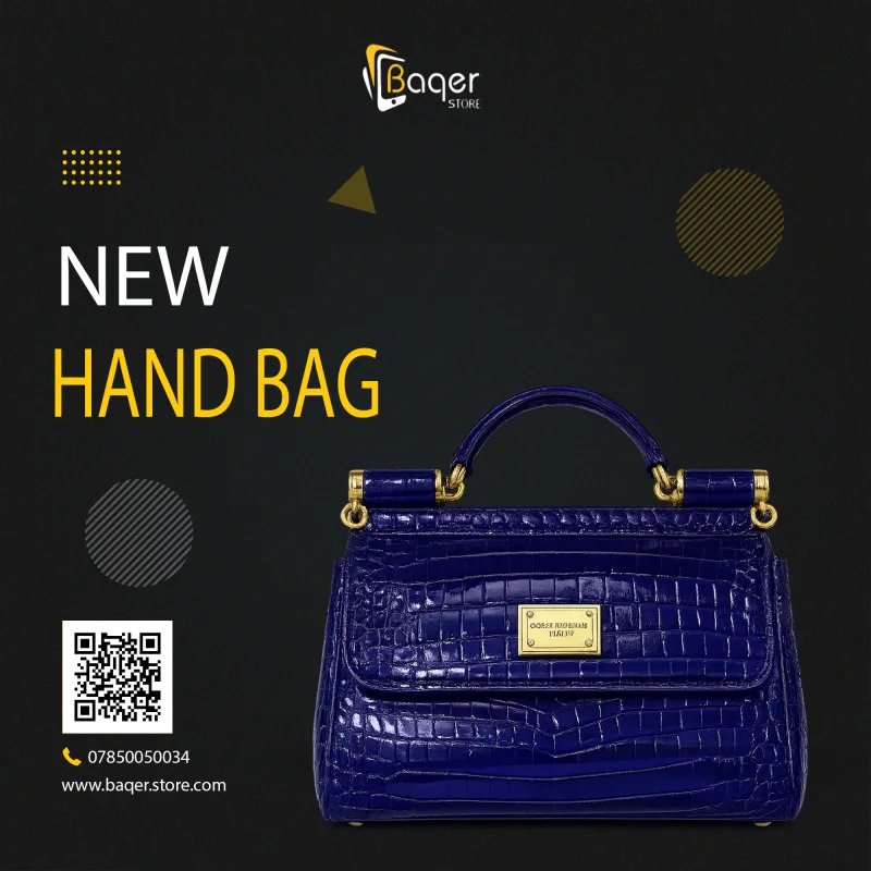 Dolce & Gabbana Crocodile Embossed Top Handle Bag – Royal Blue Edition