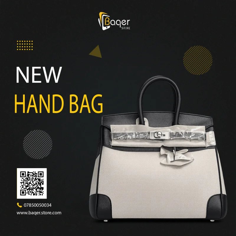 Hermès Birkin Style Two-Tone Leather Handbag – Black & White Edition